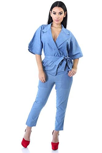 Goodtime USA Good Time Usa Surplice Front Denim Jumpsuit