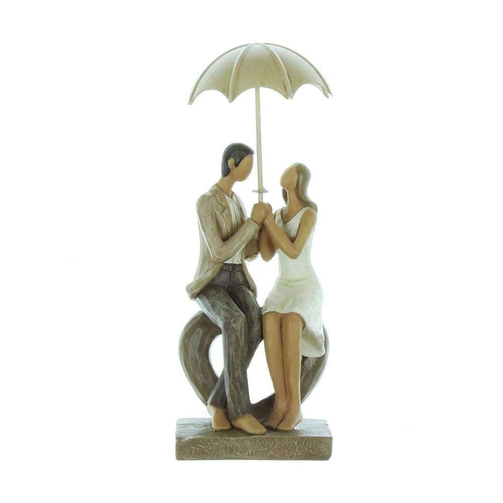 Rainy Day Collection Resin Couple Seated Statue Ornament Figurine