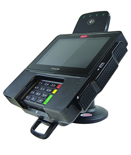 ENS Tailwind Ingenico ISC 480 3" Latch and Lock Compact Pole Mount Terminal Stand, Adhesive Installation, Black