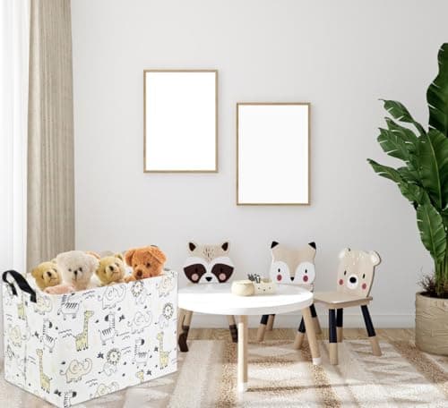 HIYAGON Baby Baskets kids Toy Basket for Boy and Girls Woodland Gift Basket Empty Cute Storage Bin Organizer Box Rectangular Animal Room Decor for Books(Animal)