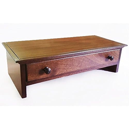 Wood Monitor Stand with Drawer and Cubby in MAHOGANY- Large Size