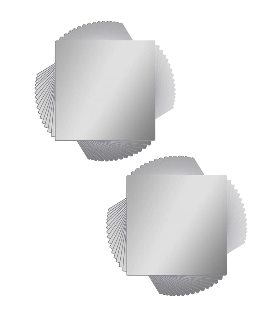 32 Pcs Flexible Non Glass Acrylic Mirror Sheet Tiles Self Adhesive Plastic Wall Stickers Mirror for Bathroom Wall DIY Decor 6 X 6 Inch Each