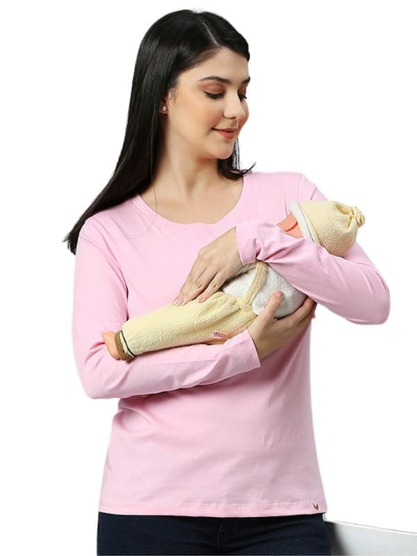 True Shape Feeding Tshirts for Women | Maternity Tshirts for Women with Concealed Zip for Nursing & Pregnancy in Cotton Sinker Fabric