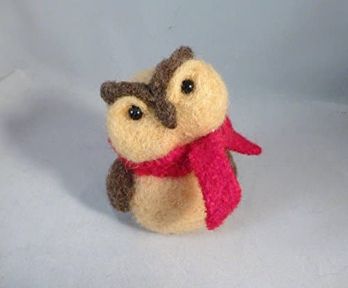 Handmade Needle Felted Owl Wool Fiber Sculpture