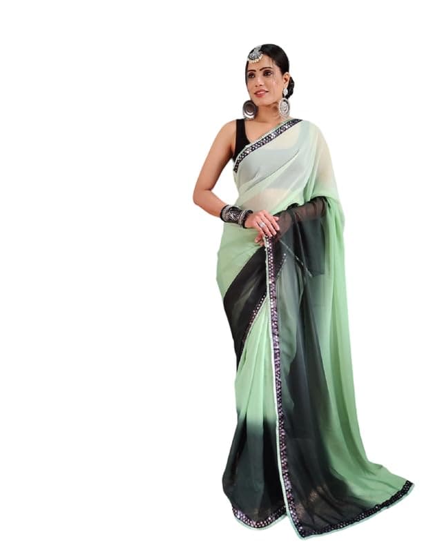 Lady Shopi Women's Georgette Sequence Lace Ready to Wear Saree Shani RTW-New
