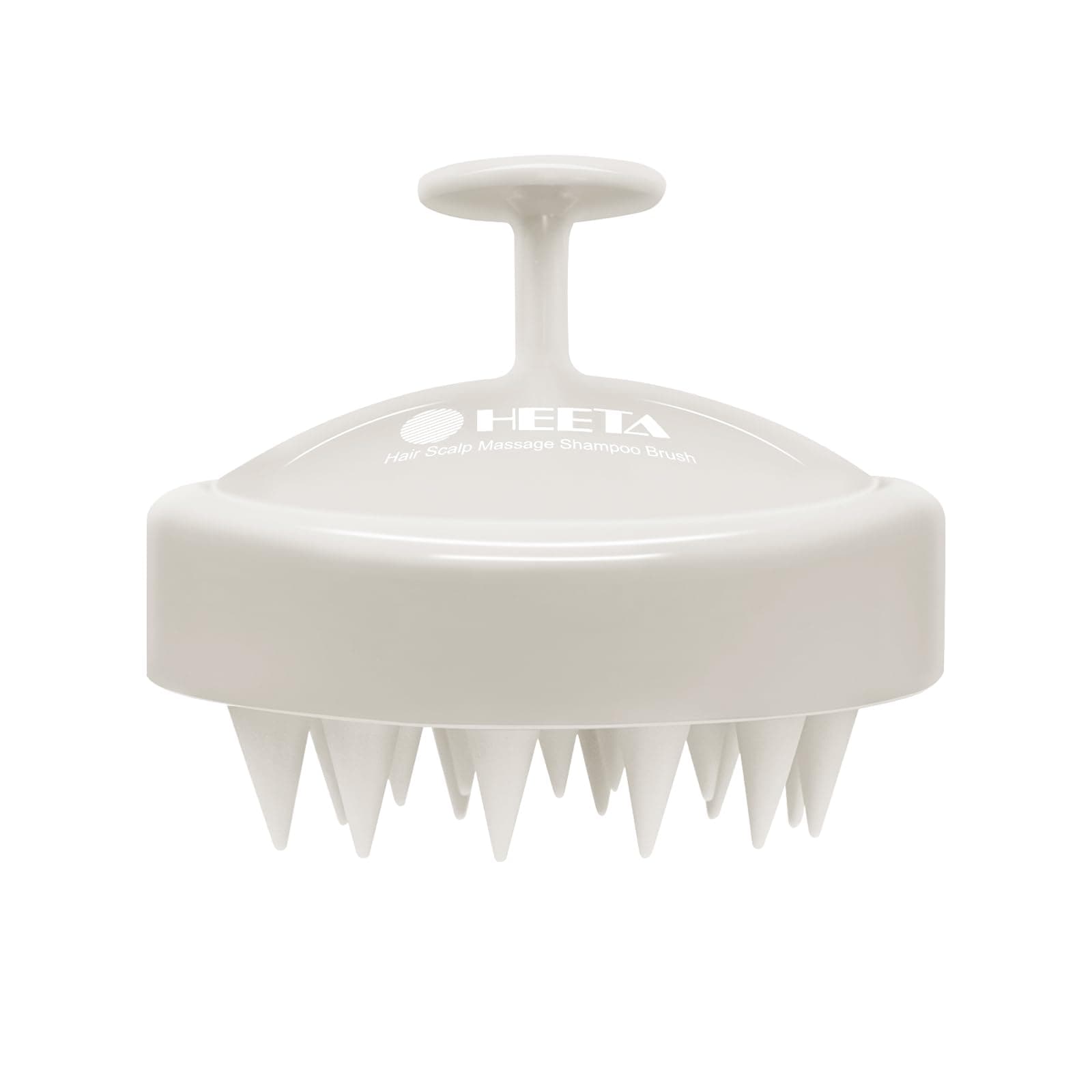 HEETA Scalp Massager Hair Growth, Soft Silicone Scalp Scrubber Shampoo Brush for Exfoliation, Dandruff Removal Head Massage Stress Relax, Wet & Dry Use for Thick Thin Curly Hair Care, Beige