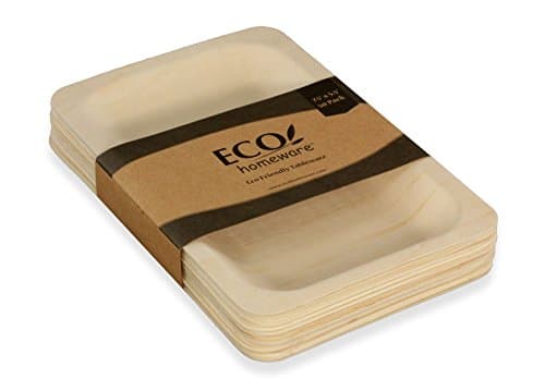 Disposable Wood Plates 7.5” x 5.5” – 50Pk. Natural Eco-Friendly Alternative to Plastic and Styrofoam that is Compostable and Biodegradable. Great for Parties, Weddings, Entertaining & Catering