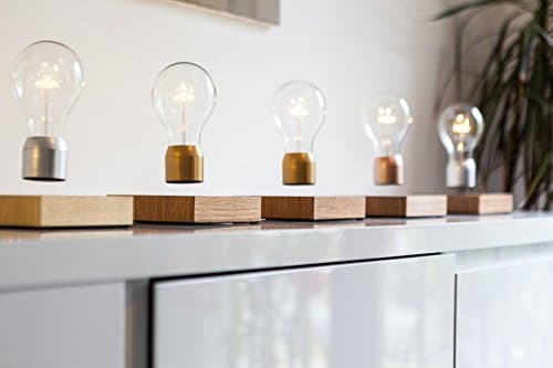 FLYTE Manhattan - Original, Authentic Magic Floating Levitating LED Light Bulb Lamp (Walnut Base, Chrome Cap Bulb)