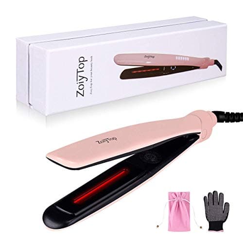 Ceramic Flat Iron for hair,Professional 1 inch Hair Straightener dual voltage with Infrared Heat Technology for Traveling,Pink (pink)