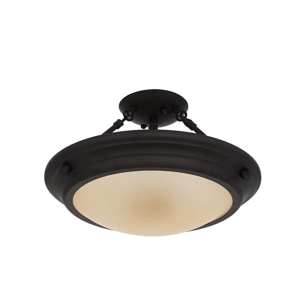 Amazon Brand – Ravenna Home Classic Glass Semi-flush Mount Light Pendant, Bulbs Included, 9.75"H, Dark Bronze