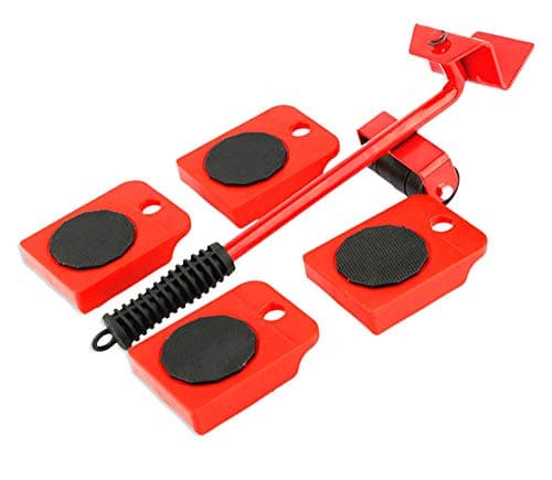 Furniture Lifter with 4 Pack Moving Sliders Heavy Furniture Roller Move Tools Max Up for 150KG/330 LB, 360 Degree Rotatable Pads (Red)