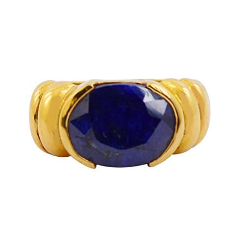 Skyjewels 8.50 Ratti Oval Cut Blue Sapphire (Neelam) Panchdhatu Ring