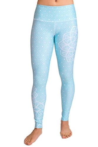 Inner Fire Yoga Pants for Women – Eco Friendly Fabric - High Waisted Tummy Control – Breathable, Moisture Wicking, Quick Dry for Workout, Fitness, Running (Moroccan Sky)(X-Small)