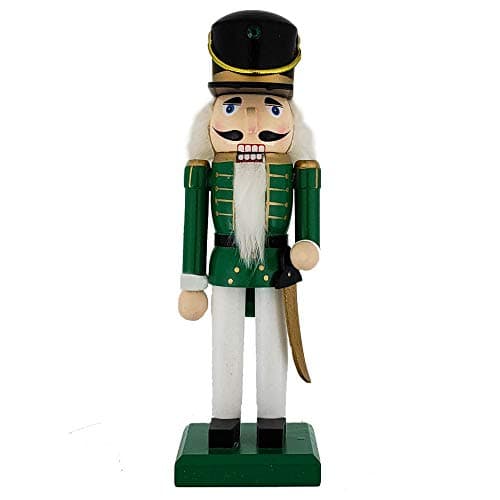 Christmas Holiday Wooden Nutcracker Figure Soldier Doll with Traditional Green Jacket, 10 Inch