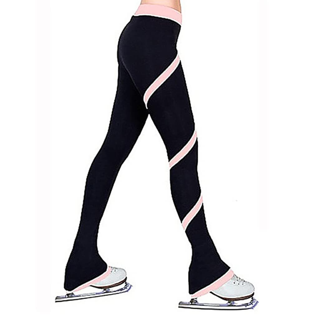 lmoikesz Ice Skating Pants Skating Trousers High Elasticity Team Training Leggings, Light Pink/L