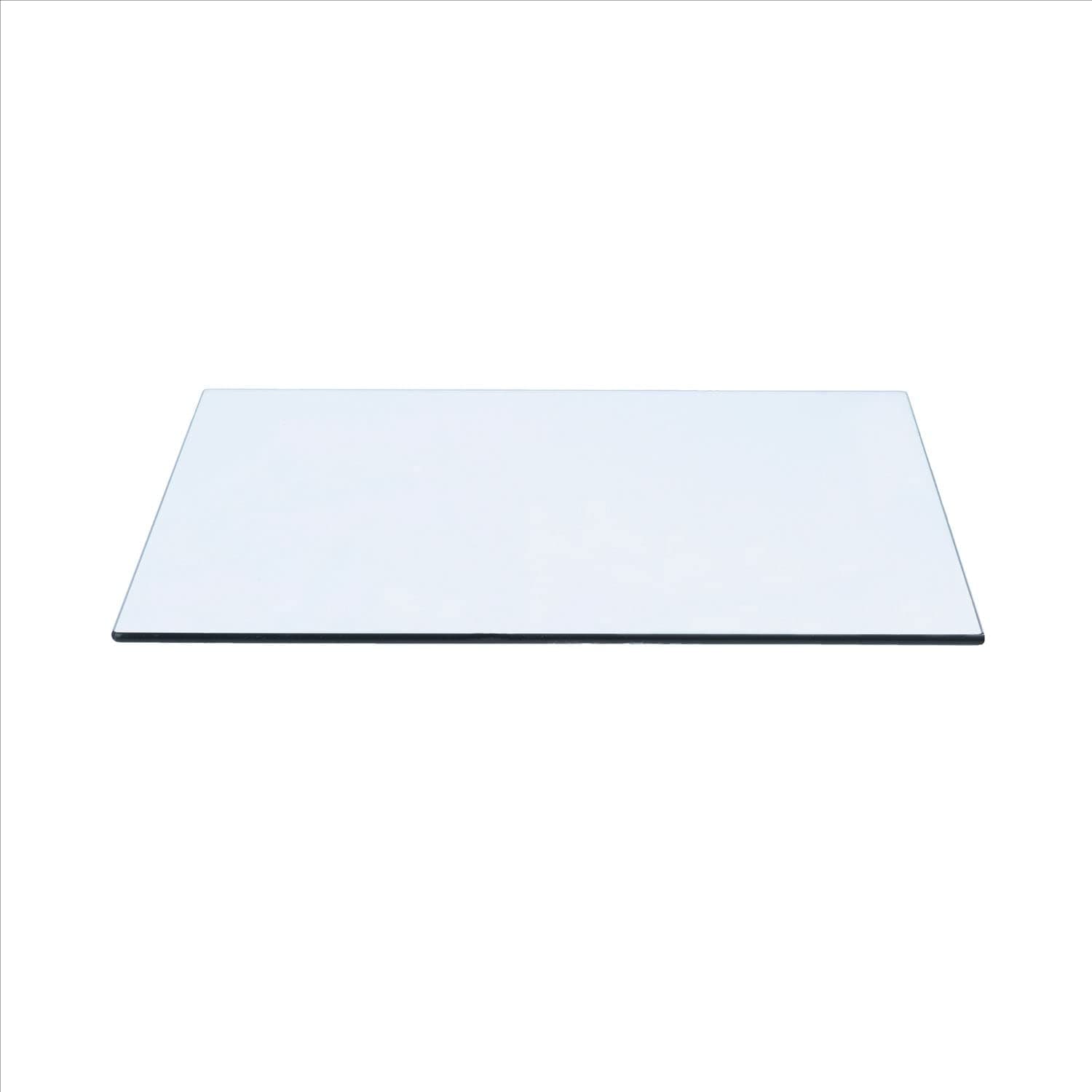Spancraft 20" x 36" Rectangle Clear Tempered Glass Table Top 3/8" Thick - Flat Polish Edge