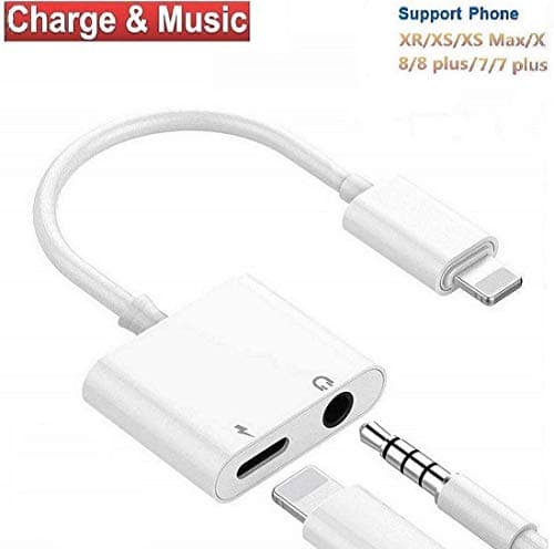 NURMUN Adapter for iPhone Adapter Charger Adapter 3.5mm Jack Dongle Earphone Aux Audio & Charge Compatible for iPhone7/7P/8/8P/X/XR/XS Support to Music and Charge Suitable for iOS11-12.1 System