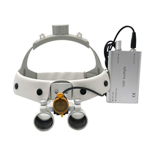 Aries Outlets Portable 2.5X Medical Surgical Magnifier Dental Headband Loupe Working Distance 440-540mm with 5W LED Headlight Filter Type