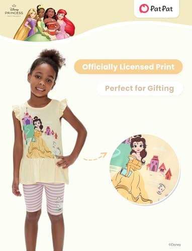 Disney Princess 2-Piece Short Sleeve Ruffle Top and Trousers