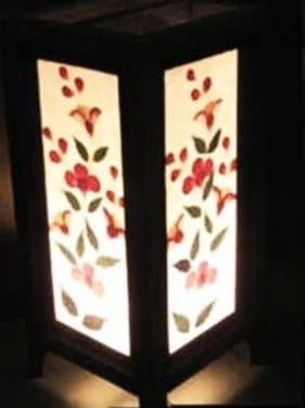 Thai Vintage Handmade ASIAN Oriental Table Lamp Chinese RED FLOWER LEAF Style Art Bedside Table Lamp Lighting Shades