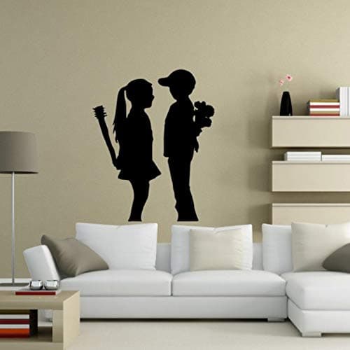 Smntt Banksy ' Boy Meets Girl ' Large Wall Sticker Decal Home Art Decor Decal For Home Mural Wallpaper Wall Art, 60 * 75Cm