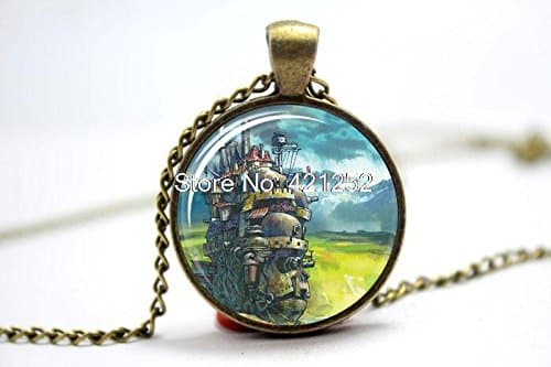 Pretty Lee 2015 Fashion Howl'S Moving Castle Necklace Glass Photo Cabochon Necklace Christmas gift