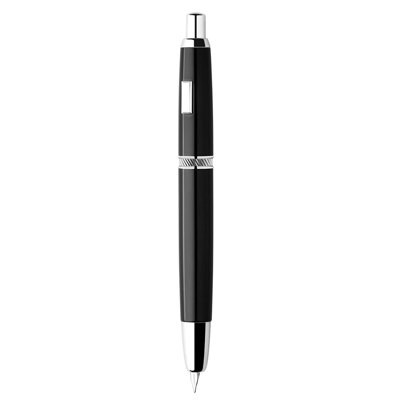 erofa Majohn A1 Press Fountain Pen with Box, Retractable Extra Fine Nib Metal Vivid Black Ink Pen with Converter for Writing (No Clip Version)