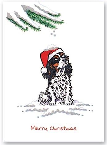 Cavalier King Charles Spaniel Tri Christmas Card Xmas Kritters Cards