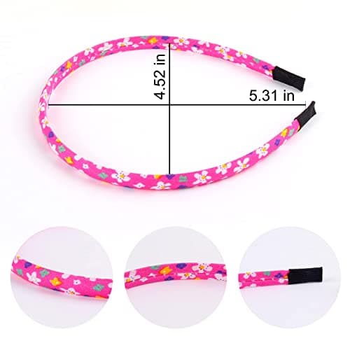 Fishdown Headbands for Girls Thin Headbands For Kids Children Headbands For Girls Floral Cloth Fabric Coverd Headband Birthday Party Favors(12 Pieces)