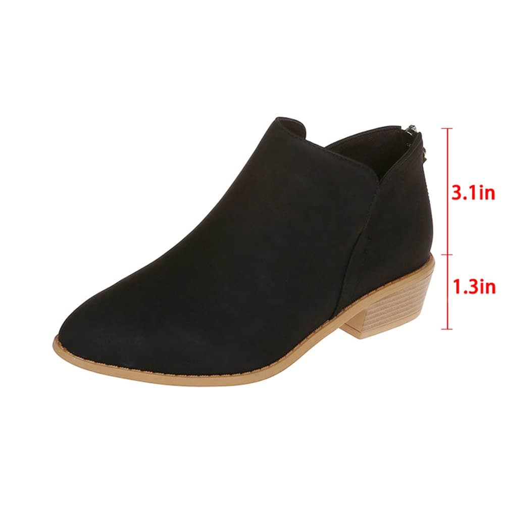 JITUUE Ankle Booties for Women,Women's Casual Dress Low Heeled Booties. V Cut Fashion Thick Heel Design Shoes