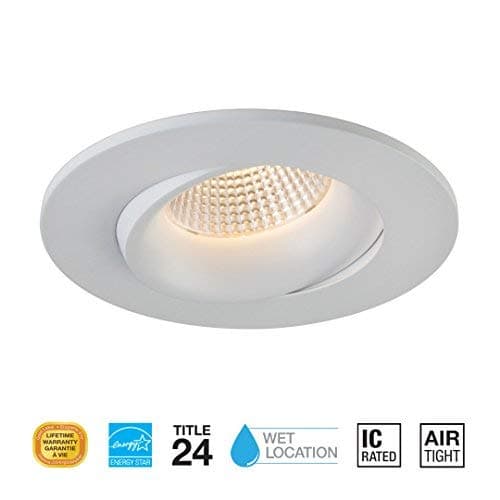 3.5 Inch LED Pot Light by Liteline – Round Gimbal Fixture for Wet Locations – Ultra-Elegant & Subtle Design – Dimmable & Directional Lighting – Selectable CCT – Residential & Commercial (4000K, White)
