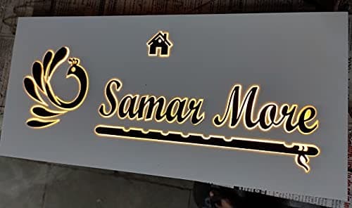 Vishwakarma Art Creations Teak Love Heart Name Plate (Multi, 38 x 15 x 4 cm)