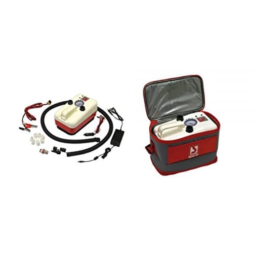 DISCOPREGA Portable Electric Pump 12 V BRAVO 20 with Shoulder Bag included for all types of inflatables.Portable Electric Inflator High Efficiency for Inflatable Boats, Boats, Mats, Kayaks, SUP