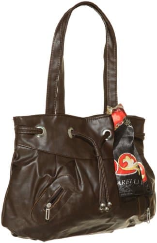 VECCELI ITALY Cinch Top Shoulder Bag, Brown