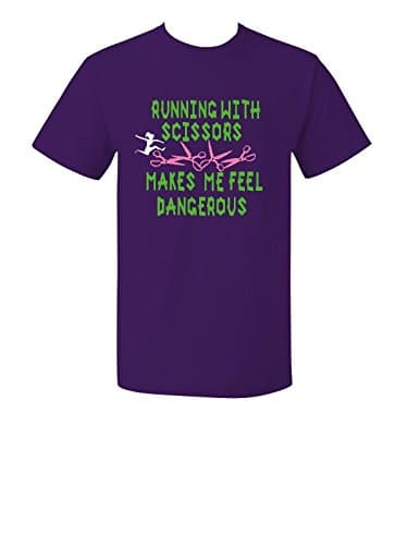 Running With Scissors Makes Me Feel Dangerous Purple Short Sleeve Scrapbook Humorous Funny T-Shirt Saying S-4X