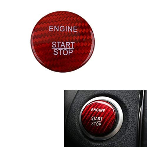 Engine Button Trim,Carbon Fiber Engine Start Button Cover Cap Stop Push Button Cover Trim For Mercedes Benz C GLC W205 Ignition Starter Switch Knob Decoration Stickers (Red)