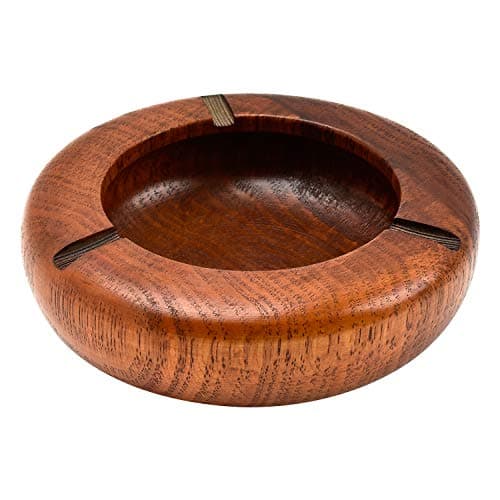 Ashtray,Tabletop Ashtray for Man and Women, Natural Solid Round Wooden Cigarette Ashtray Ash Holder for Smokers, Desktop Smoking Ash Tray for Home Office Decoration 5.7 Inch
