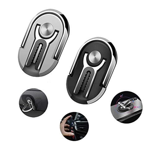 Multifunctional Mobile Phone Ring Holder Rotation Phone Finger Grip Kickstand Cell Phone Stand Bracket Air Vent Phone Mount for Car（Pack 2)
