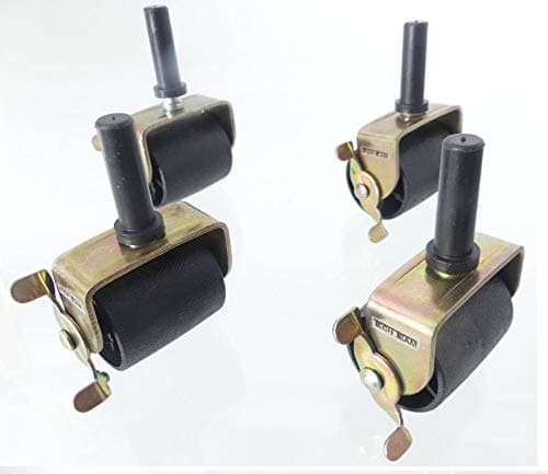 #00739 Locking Bed Casters – 4-Piece Set of Stem-Mounted Rollers with Brakes for Metal Bed Frame Sockets, Swivel Wheels with Locking Mechanism