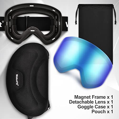 OTG Ski Goggles Anti Fog, WeluvFit 100% UV Protection Magnetic Snowboard Goggles with Detachable Lens, Snowmobile Skiing Skating Goggles for Men Women