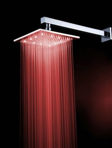 Handheld Shower Chromed Brass 8 LED Square Rain Shower Head with 16''Shower Arm Set