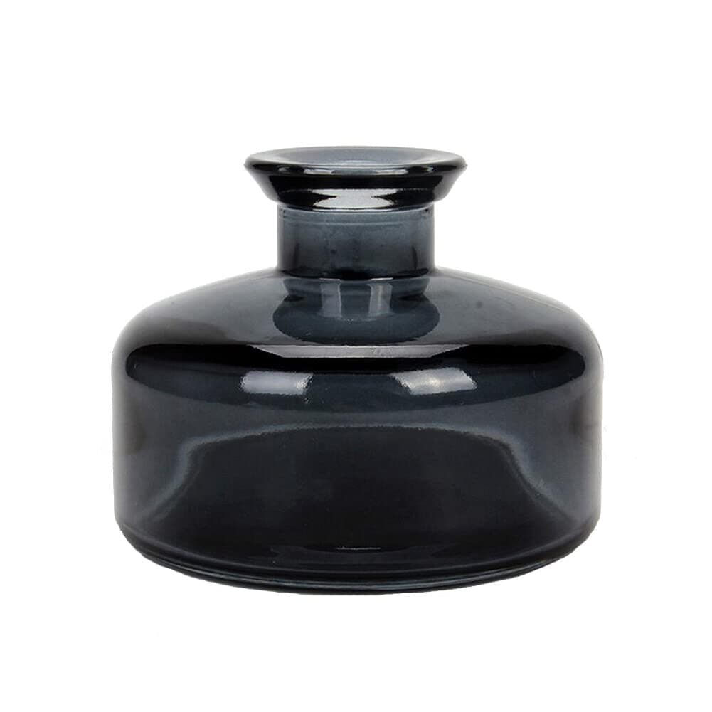 QUUPY 200ml Empty Refillable Glass Diffuser Bottle Round Aromatherapy Storage Jar Container Perfume Fragrance Accessories for DIY Replacement Reed Sticks Crafts Decor