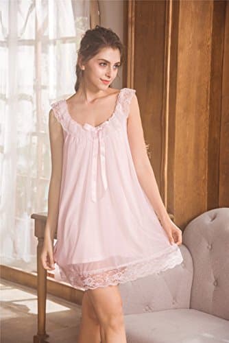 Women's Lace Vintage Victorian Nightgown Ladies Sleeveless Sleep Dress