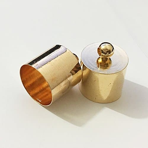 50pcs Glue-in Style Necklace Cord Crimp End Caps Tassel caps Beads crimps end (12mm Wide, 15mm Long, KC Gold Plated)