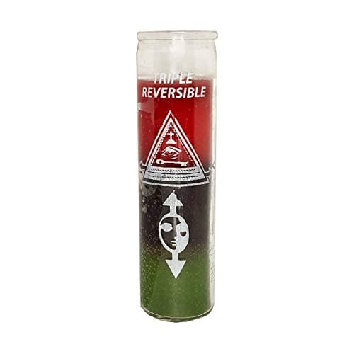 Triple Action Reversible 7 Day Candle to Reverse Spells Red, Black and Green