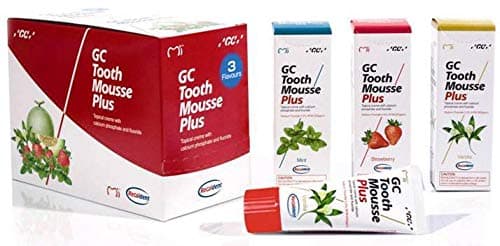 GC Tooth Mousse Plus Assorted Pack of 3 x 40g Tubes Strawberry, Mint, Vanilla