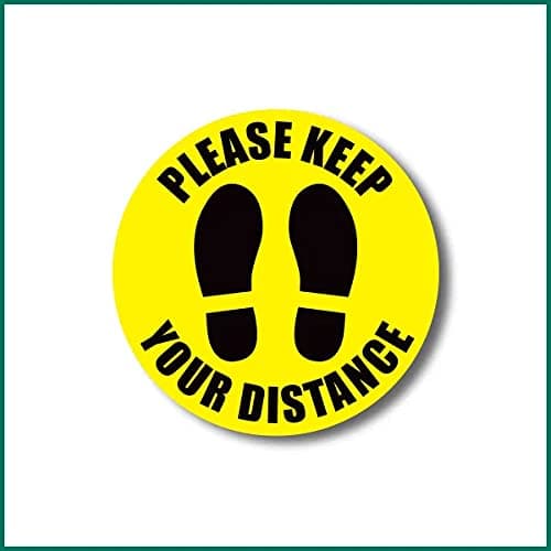 VVWV Please Keep Your Social Distance Sign Sticker Hospital Office Supermarket Shop Restaurant Window Door Signage Sticker L X H 12 X 12 Inch (Multicolored) Pack of 2