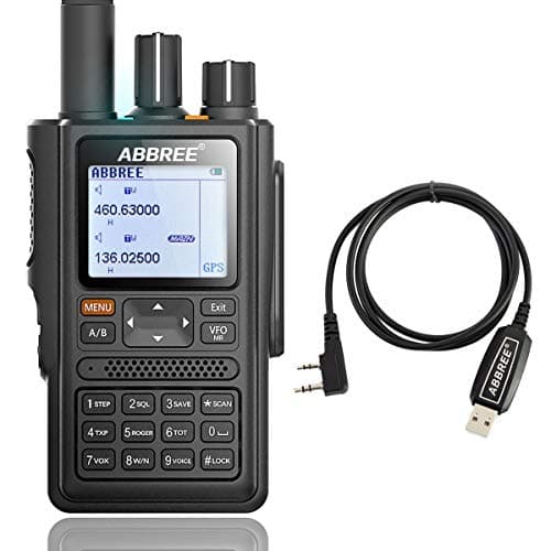 ABBREE AR-F8 GPS UHF VHF Band Long Range Two Way Radio Rechargeable 999CH VOX DTMF SOS LCD Color Amateur Ham Walkie Talkies with Programming Cable