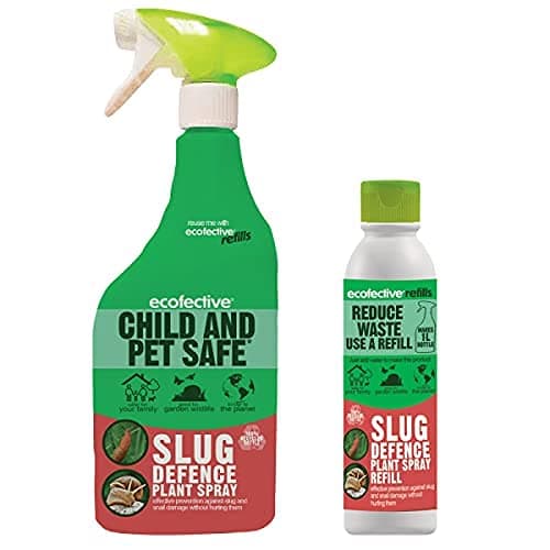 Ecofective Slug Defence Plant Spray 1L Ready To Use + 200ml Concentrate Refill Bottle, Pesticide Free, Child, Pet, Bee Safe.