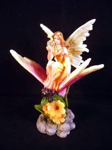 Flower Fairy on Butterfly Ornament Figure for Enchanted Garden Fairies